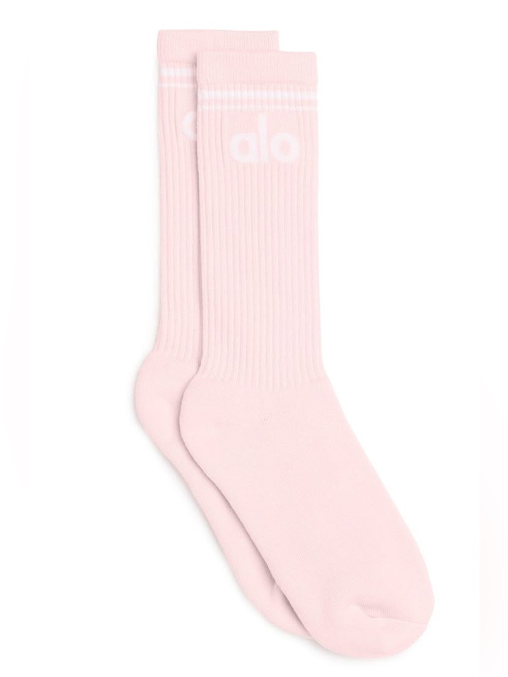 ALO Yoga Unisex Throwback Sock Powder Pink/ White - L